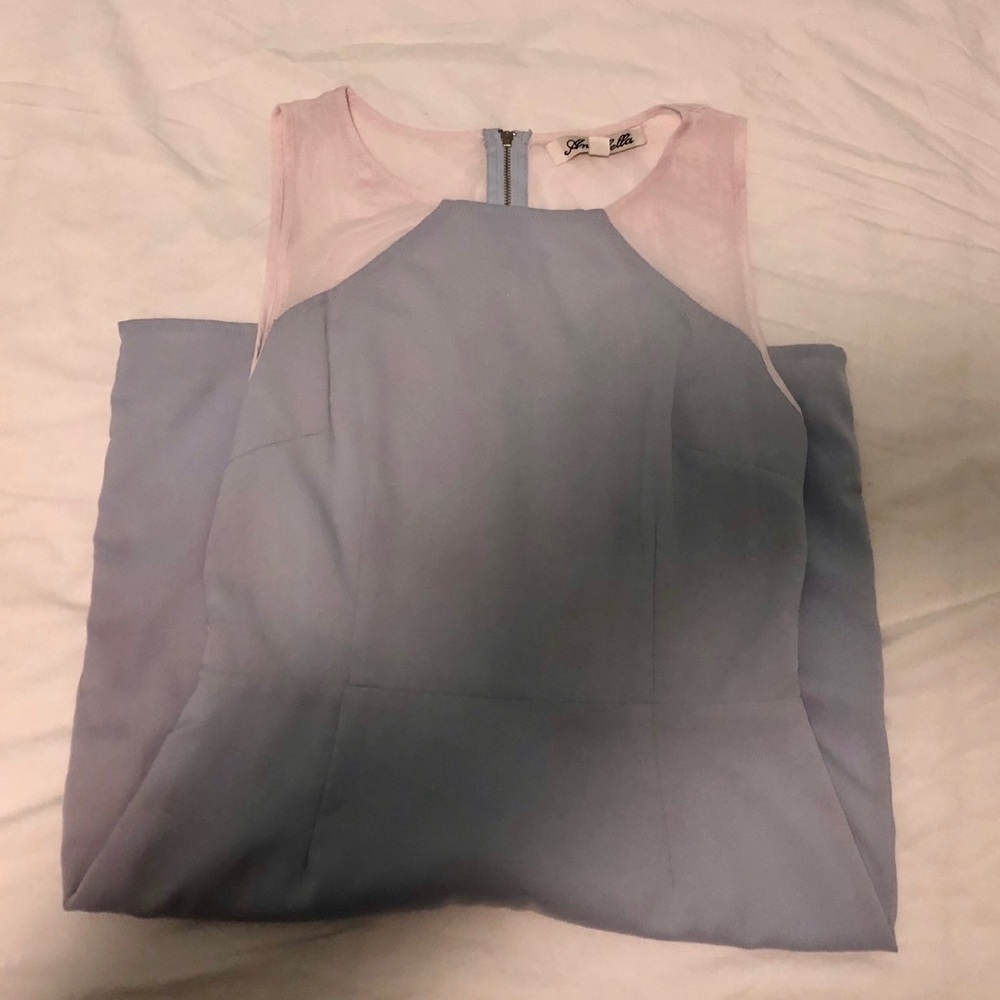 Anabella Mesh-Back Pastel Blue Dress